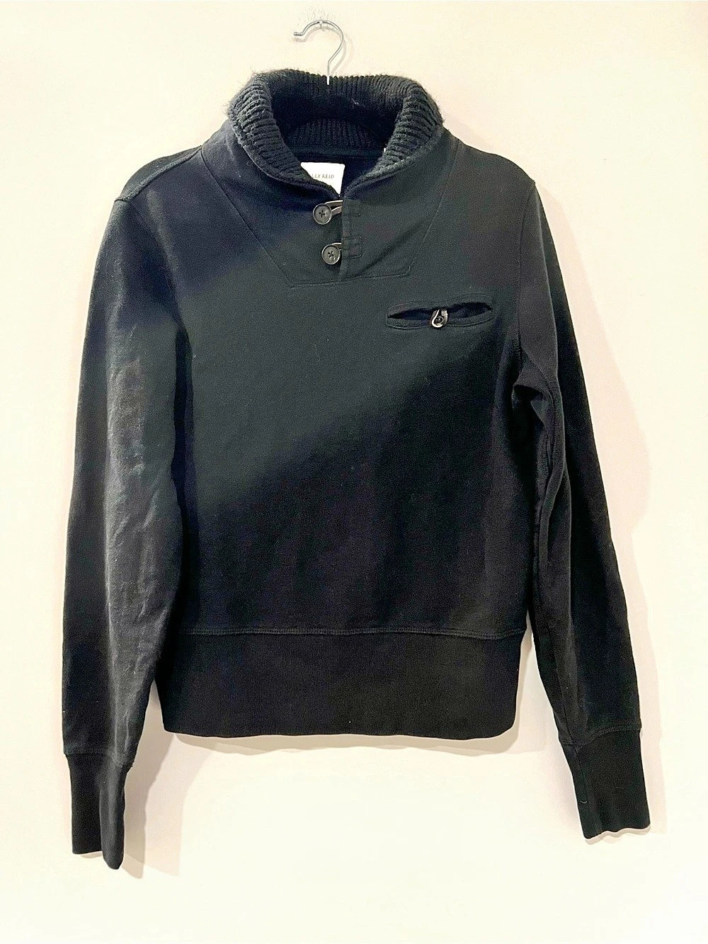 Billy Reid Black Cotton Bomber Jacket 100% cotton
